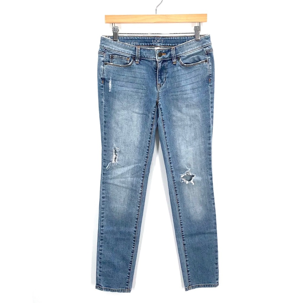 Loft Modern Tapered Distressed Mid Rise Jeans Size 2